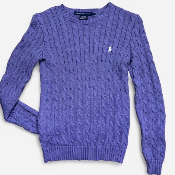 Ralph Lauren Sport Lavender Ribbed Cable-knit Crewneck Sweater Adults Med Preppy - Picture 2 of 7